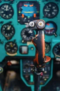 Control stick of helicopter Stock Photos