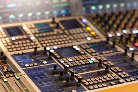Control surface of audio production console Stock Photos