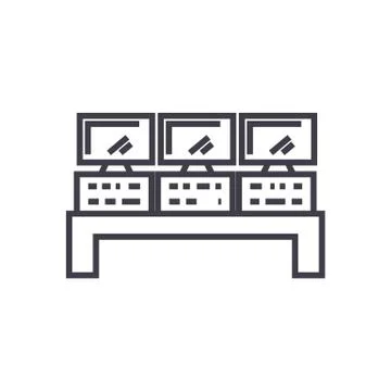 Control system vector line icon, sign, illustration on white background, edit Stock Illustration