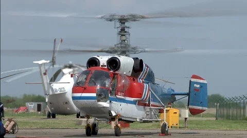 Control tests and verification of systems helicopter Ka-32 . Stock Footage 106771773