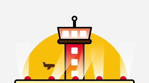 Control Tower and Airplane Stock Footage 335815818