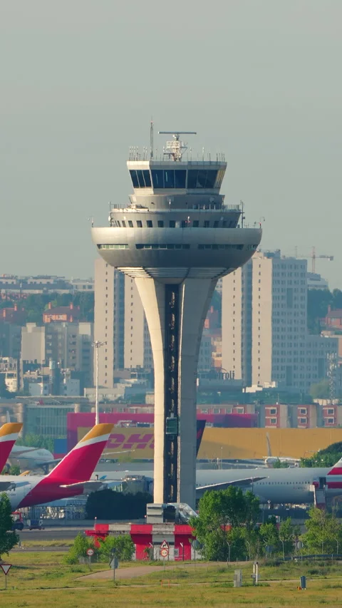 Control tower elevator ascending at Madrid Barajas airport Stock Footage 336731597