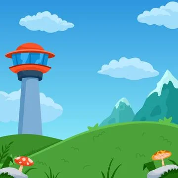 Control Tower On The Field Stock Illustration