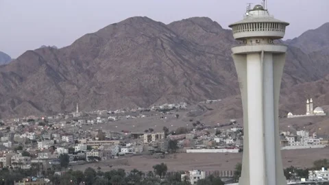 Control tower lighthouse in port of Aqaba, Jordan. Stock Footage 143692601