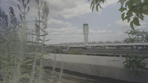 Control Tower &amp; Subway at Ronald Reagan Airport Video stock 280484166