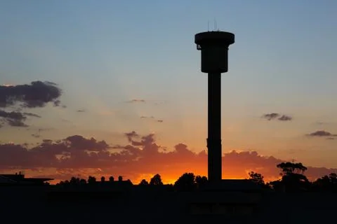 Control Tower Sunset Stock Photos