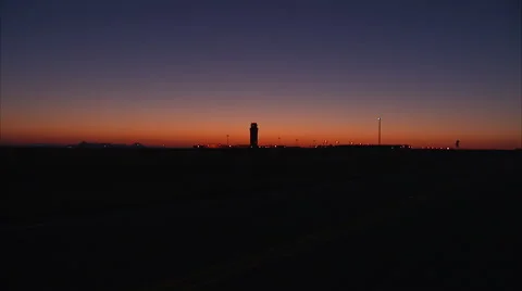 Control Tower at Sunset Zoom In Vídeo Stock 68217379
