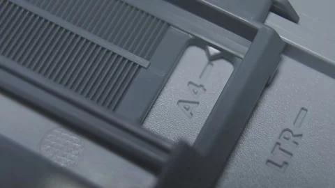 Control of a tray of paper of the printer (close up) Video stock 81402532