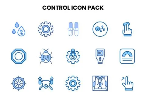 Control Two Colour Bundle Icons Pack Stock Illustration