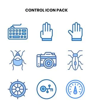 Control Two Colour Bundle Icons Pack Stock Illustration