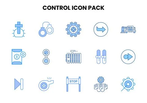 Control Two Colour Collection Icons Pack Stock Illustration
