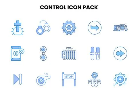 Control Two Colour Icons Pack Stock Illustration