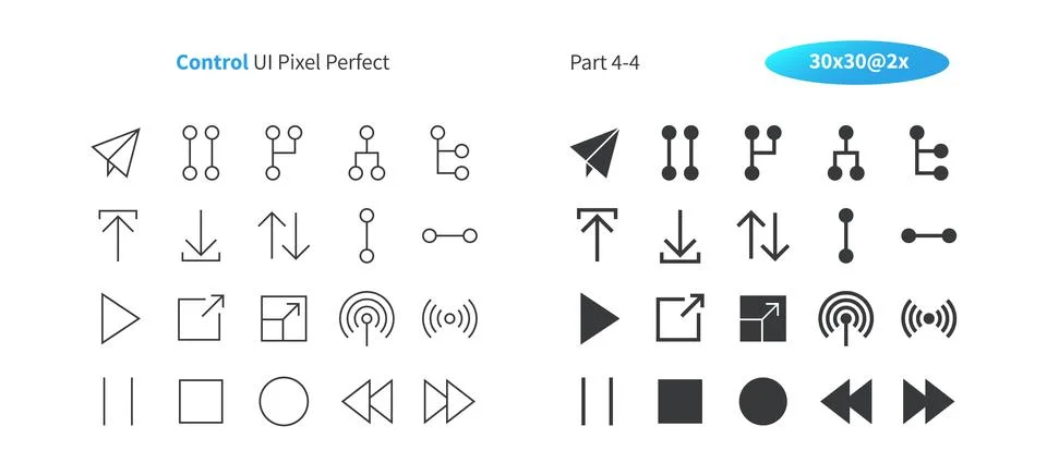 Control UI Pixel Perfect Well-crafted Vector Thin Line And Solid Icons 30 2x Illustrazione stock
