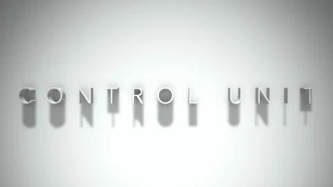 Control unit 3D title animation white text on a white background Stock Footage 299369499