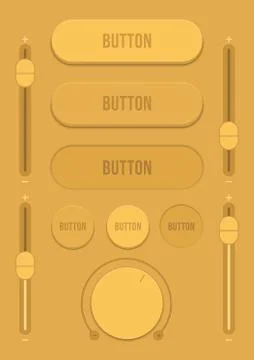 Control user interface. A set of buttons, sensors and sliders in retro style. Stock Illustration