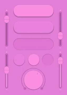 Control user interface. A set of buttons, sensors and sliders in retro style. Stockillustratie