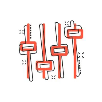 Control volume icon in comic style. Audio adjusting cartoon sign vector illus イラスト素材