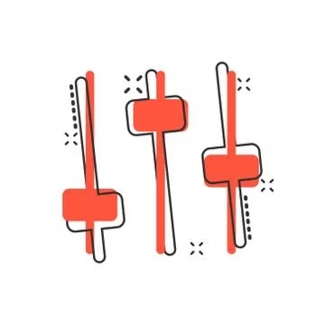 Control volume icon in comic style. Audio adjusting cartoon sign vector illus 스톡 일러스트