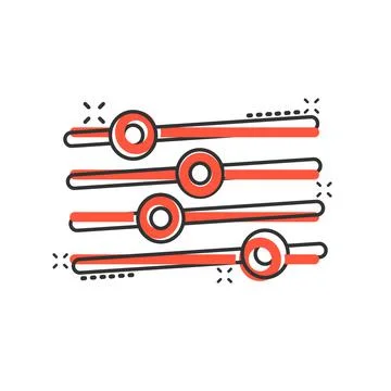 Control volume icon in comic style. Audio adjusting cartoon sign vector illus イラスト素材