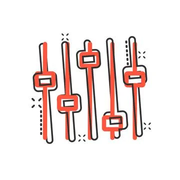 Control volume icon in comic style. Audio adjusting cartoon sign vector illus イラスト素材