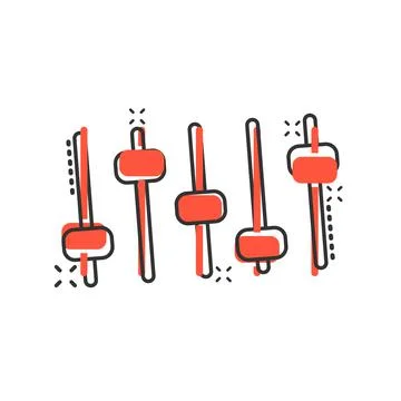 Control volume icon in comic style. Audio adjusting cartoon sign vector illus イラスト素材