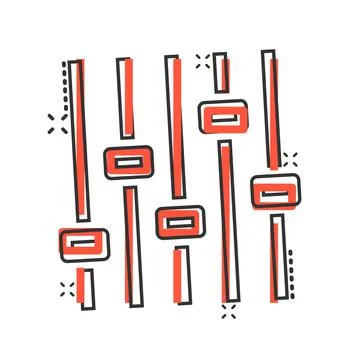 Control volume icon in comic style. Audio adjusting cartoon sign vector illus イラスト素材