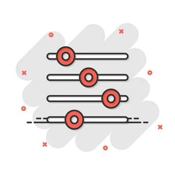 Control volume icon in comic style. Audio adjusting cartoon sign vector illus イラスト素材