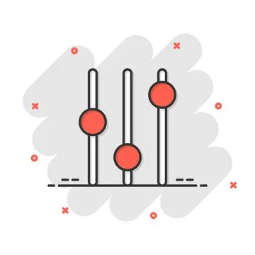 Control volume icon in comic style. Audio adjusting cartoon sign vector illus Stock Illustration