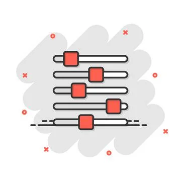 Control volume icon in comic style. Audio adjusting cartoon sign vector illus イラスト素材