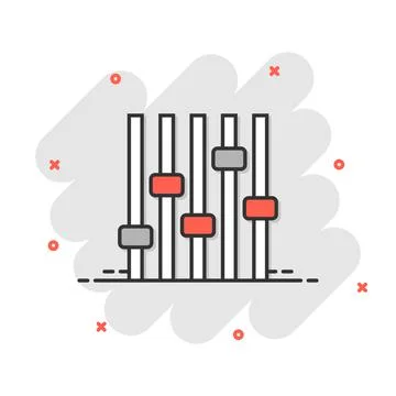 Control volume icon in comic style. Audio adjusting cartoon sign vector illus イラスト素材