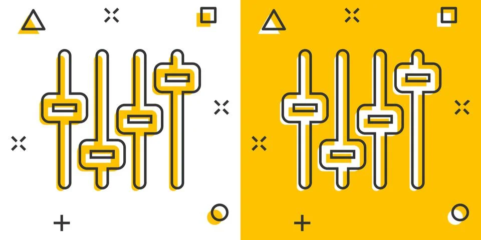 Control volume icon in comic style. Audio adjusting cartoon sign vector illus イラスト素材