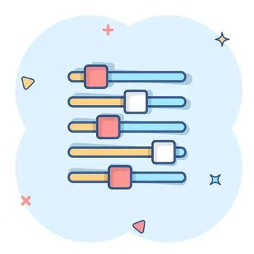 Control volume icon in comic style. Audio adjusting cartoon sign vector illus イラスト素材