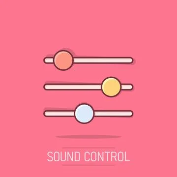 Control volume icon in comic style. Audio adjusting cartoon sign vector ill.. イラスト素材