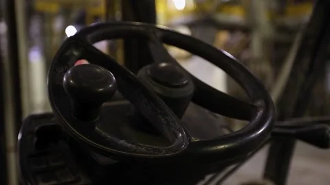 Control wheel and knobs inside industrial machine workstation Stock Footage 333345316
