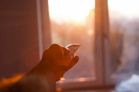 Control of window blinds. Stock Photos