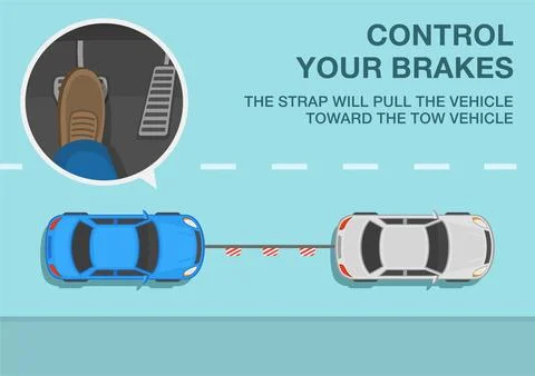 Control your brakes, the strap will pull the vehicle toward. Illustrazione stock