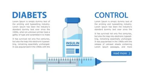 Control your Diabetes flyer concept. Insulin Bottle and Syringe Stock Illustration