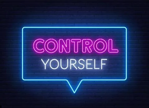Control Yourself neon sign on brick wall background. Stock-Illustration