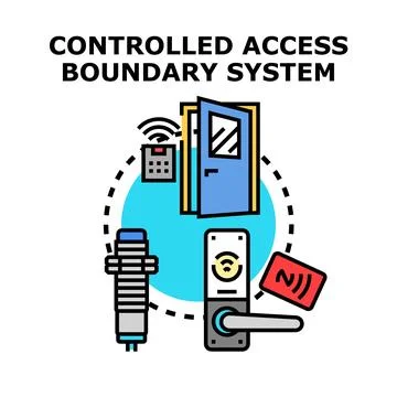 Controlled access boundary system illustration for security Stock Illustration