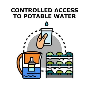 Controlled access to potable water concept vector Stock Illustration