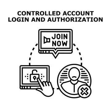 Controlled account login and authorization concept illustration Stock Illustration
