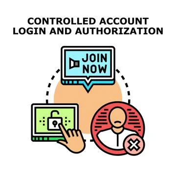 Controlled account login and authorization concept illustration Stock Illustration