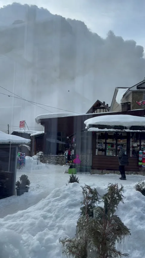Controlled Avalanche at Cheget Glade Ski Resort, Cheget, Kabardino-Balkaria, Rus Stock Footage 330600278