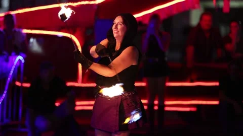 Controlled Burn Street Performers with Shallow Depth of Field - 06 Stock Footage 200810658