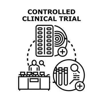 Controlled clinical trial for new medication research Stock Illustration