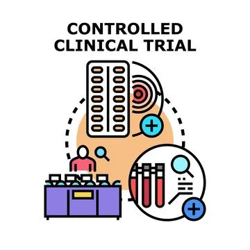 Controlled clinical trial for new medication research Stock Illustration