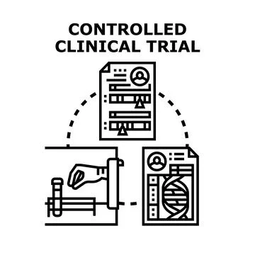 Controlled clinical trial process with patient data and medical research 스톡 일러스트