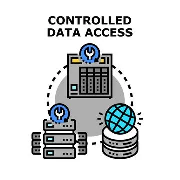 Controlled data access concept with network security and administration Illustrazione stock
