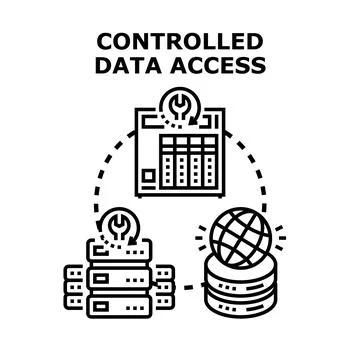 Controlled data access concept with network security and administration Stock Illustration