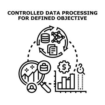 Controlled data processing for defined objective strategy Stock Illustration